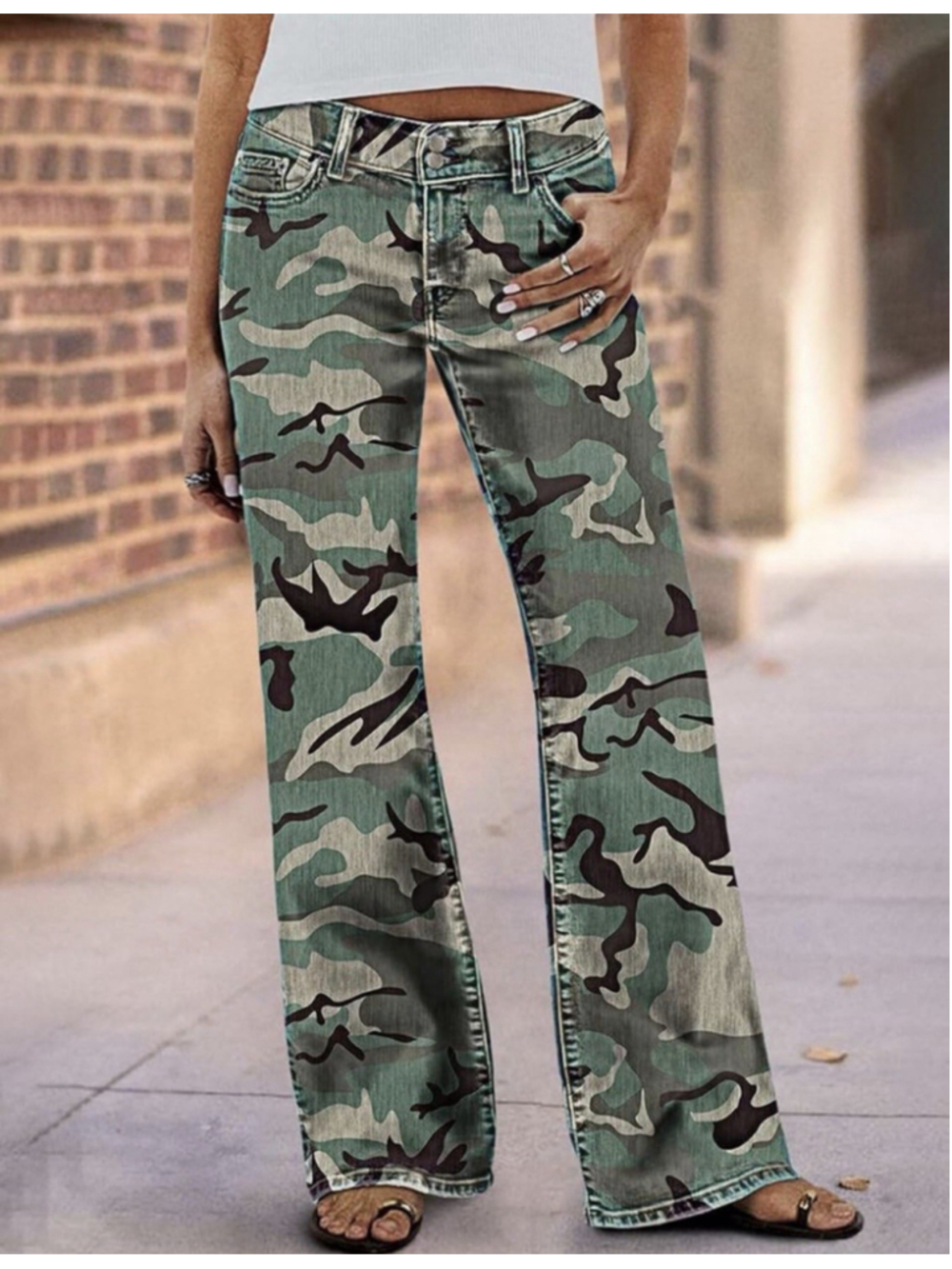 Flamingals Frayed Hem Stretchy High Waisted Distressed M..